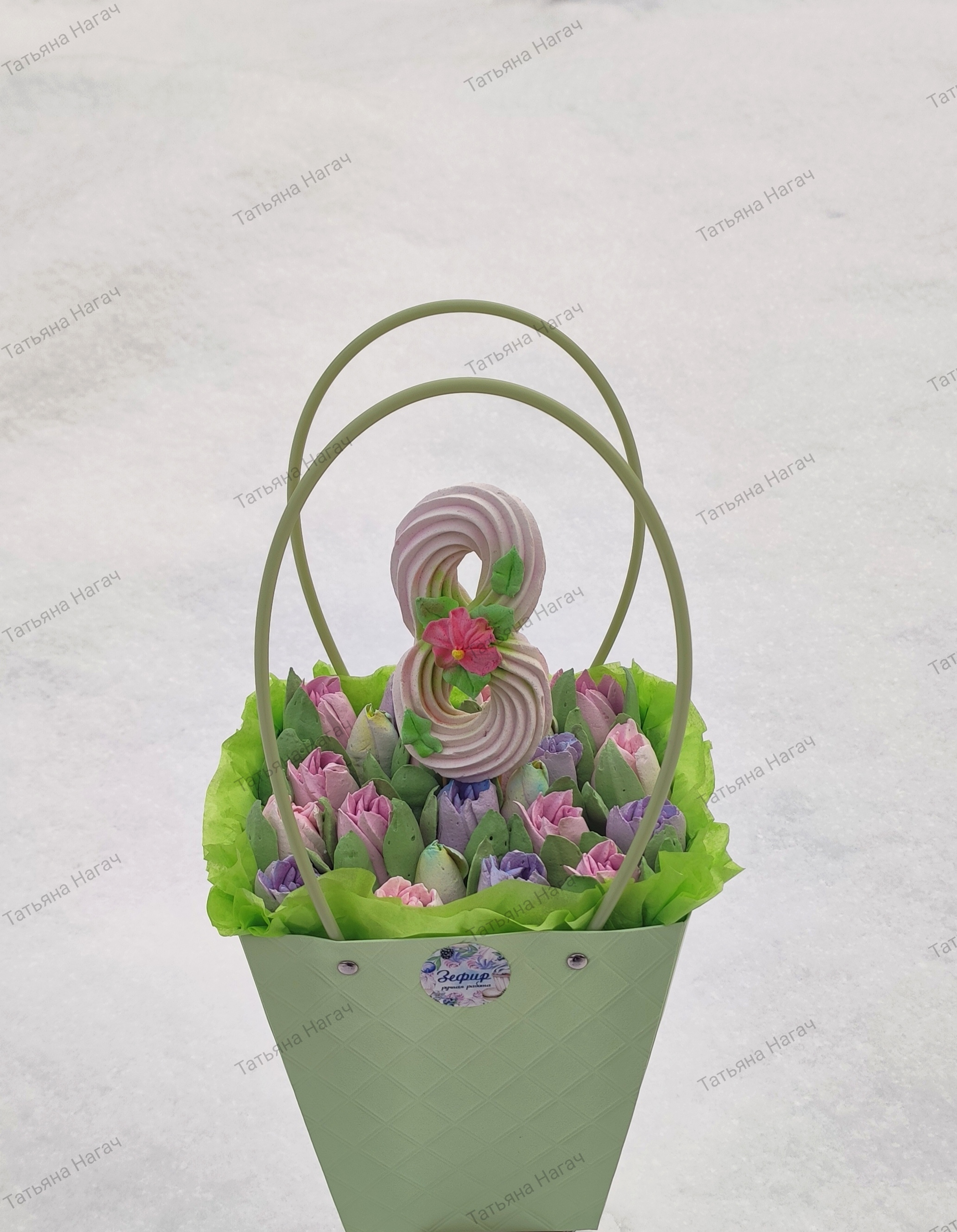 Фотография покупателя товара Сумка для цветов тиснение малина влагостойкая, 17×17 - 11.5×11.5 - 20 см - Фото 1