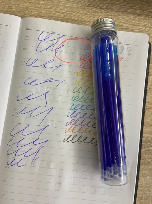 Фотография покупателя товара Набор ручка гелевая со стираемыми чернилами, пишущий узел 0.5 мм, чернила синие+9 синих стержней - Фото 43