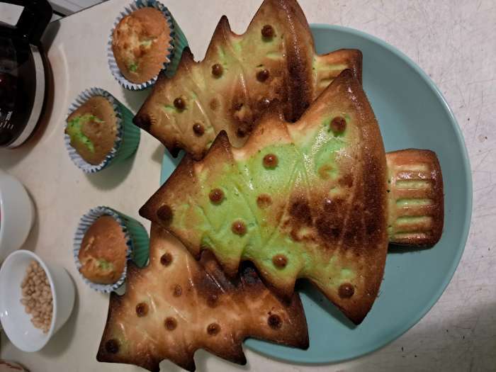 Фотография покупателя товара Форма для выпечки новогодняя Доляна «Ёлочка с гирляндой», силикон, 18×14.5×3.5 см, красная - Фото 1