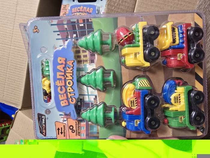 Фотография покупателя товара Машинки инерционные «Весёлая стройка», набор 4 шт., с аксессуарами, цвета МИКС - Фото 1