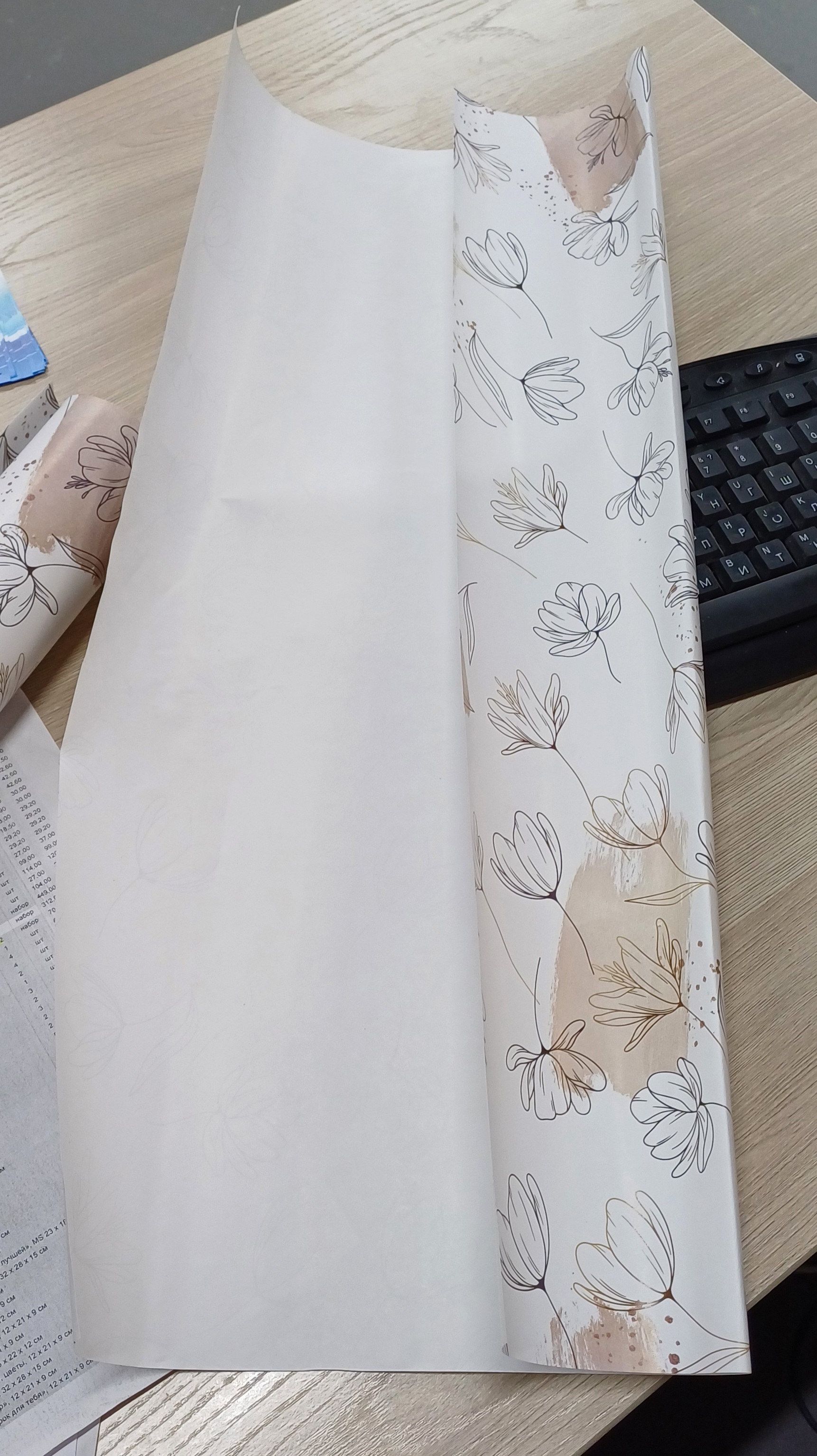 Фотография покупателя товара Бумага упаковочная, глянцевая « Цветочный нюд», 40×60 см - Фото 3