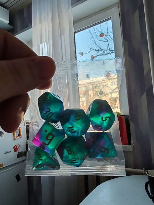 Фотография покупателя товара Кубики - дайсы для ДнД, набор 7 шт. - Фото 3