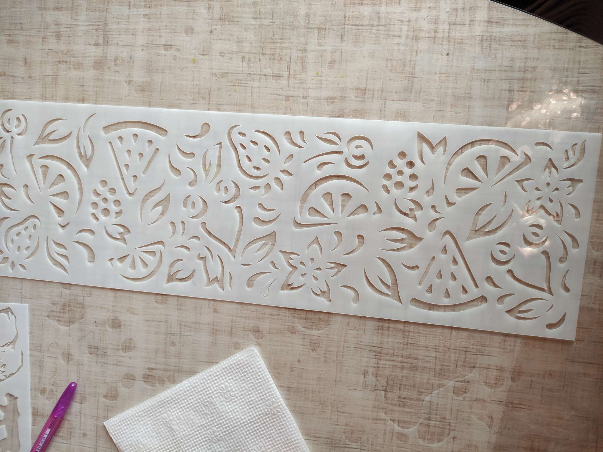 Фотография покупателя товара Трафарет бордюрный пластик «Фрукты», 40×12 см - Фото 1