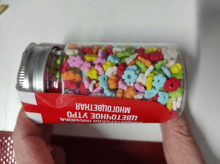 Фотография покупателя товара Кондитерская посыпка «Цветочное утро», многоцветная, 50 г - Фото 3