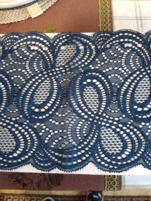 Фотография покупателя товара Кружевная эластичная ткань, 180 мм, 2.7±0.5 м, небесно-голубая - Фото 1