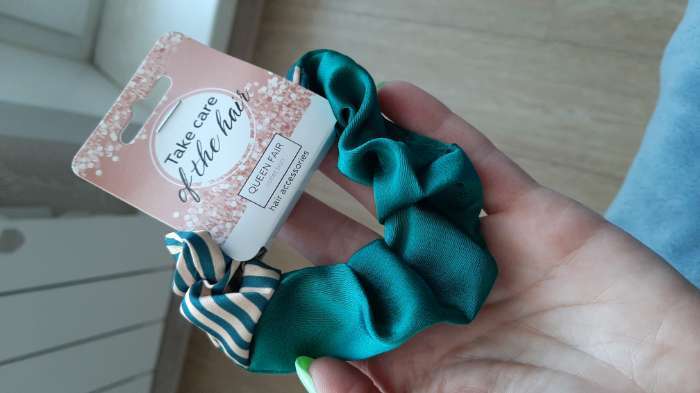 Фотография покупателя товара Резинка для волос QF «Орбита», половинка полоски, 8 см, жёлто-зелёная - Фото 1