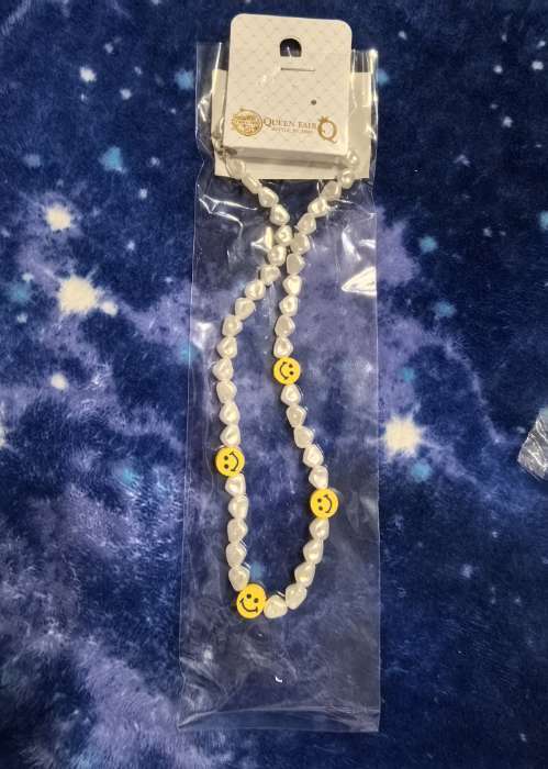 Фотография покупателя товара Бусы «Смайл» с жемчугом, жёлто-белые, 40 см - Фото 1