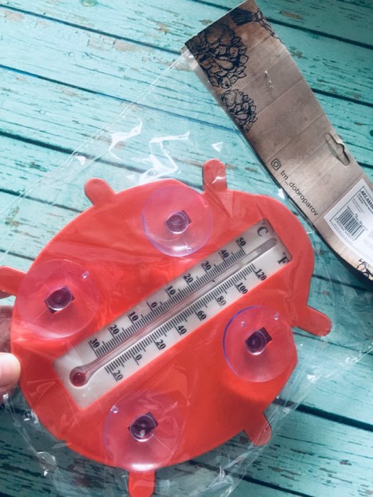 Фотография покупателя товара Пластиковый термометр оконный "Божья коровка" в пакете