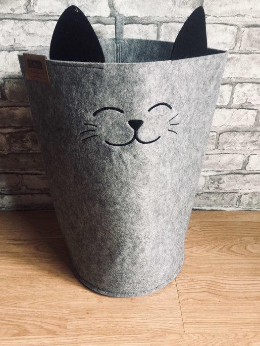 Фотография покупателя товара Корзина для хранения Funny «Котик», цвет серый - Фото 4
