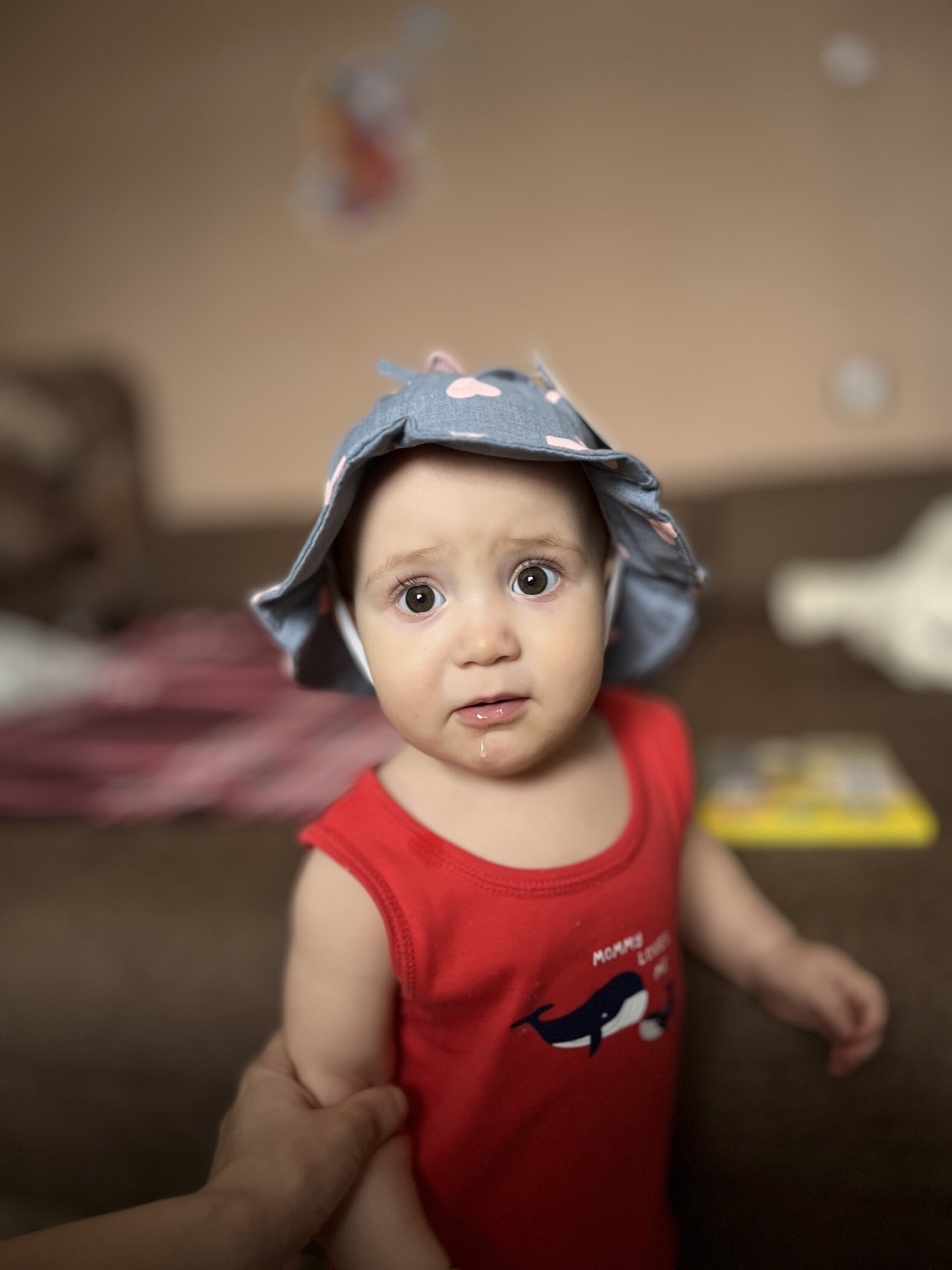 Фотография покупателя товара Панама для девочки с сердечками MINAKU, синяя, размер 48 - Фото 2