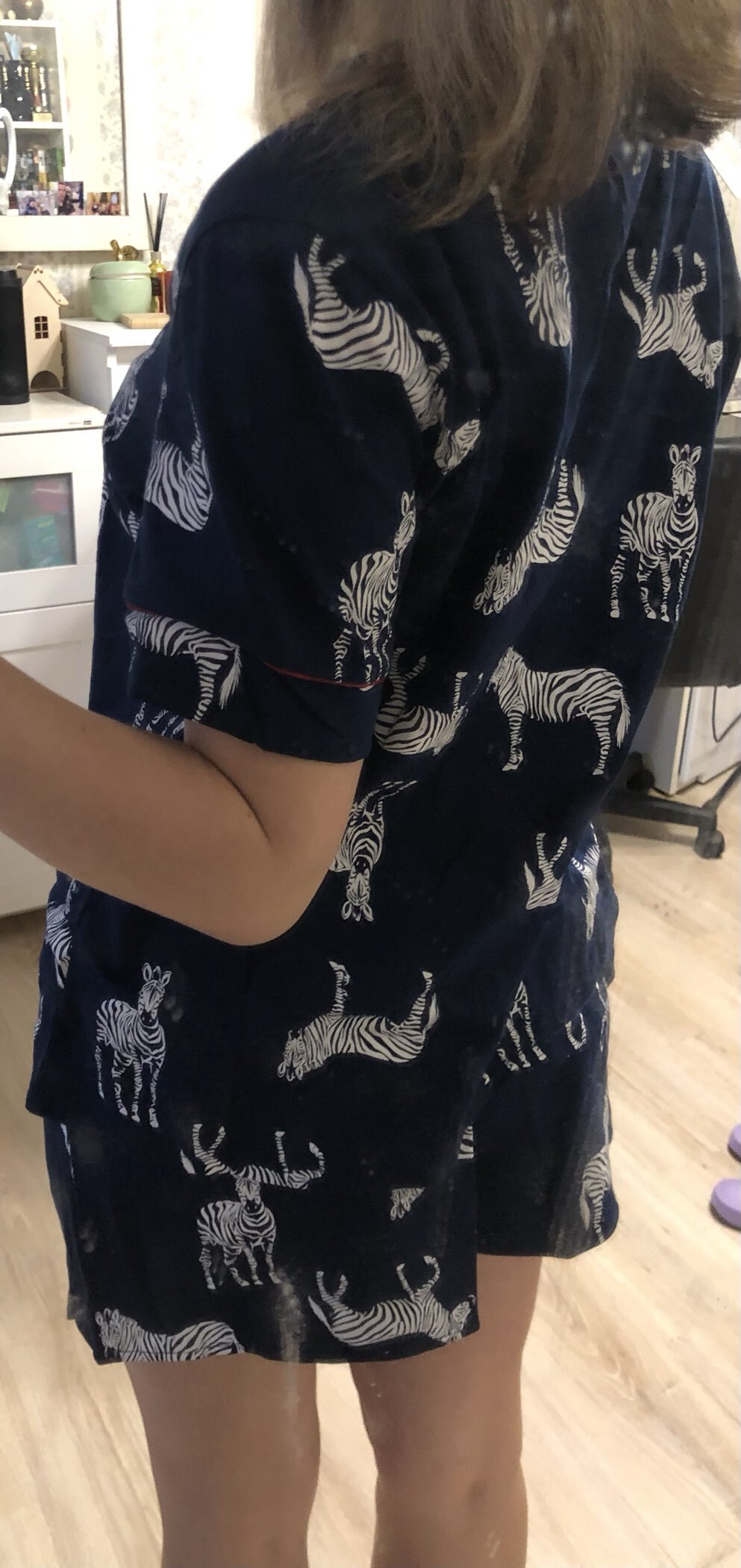 Фотография покупателя товара Пижама женская (рубашка, шорты) KAFTAN Zebra, размер 44-46, синяя - Фото 1