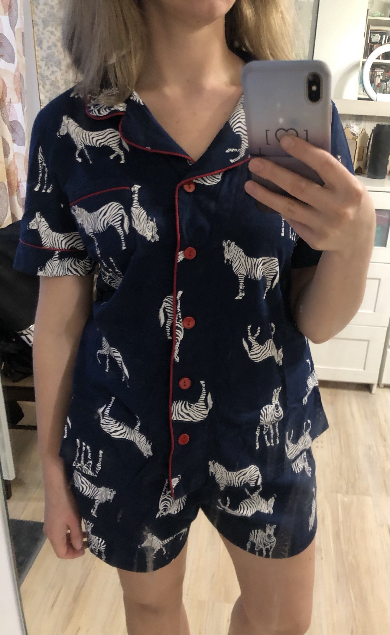 Фотография покупателя товара Пижама женская (рубашка, шорты) KAFTAN Zebra, размер 44-46, синяя - Фото 2