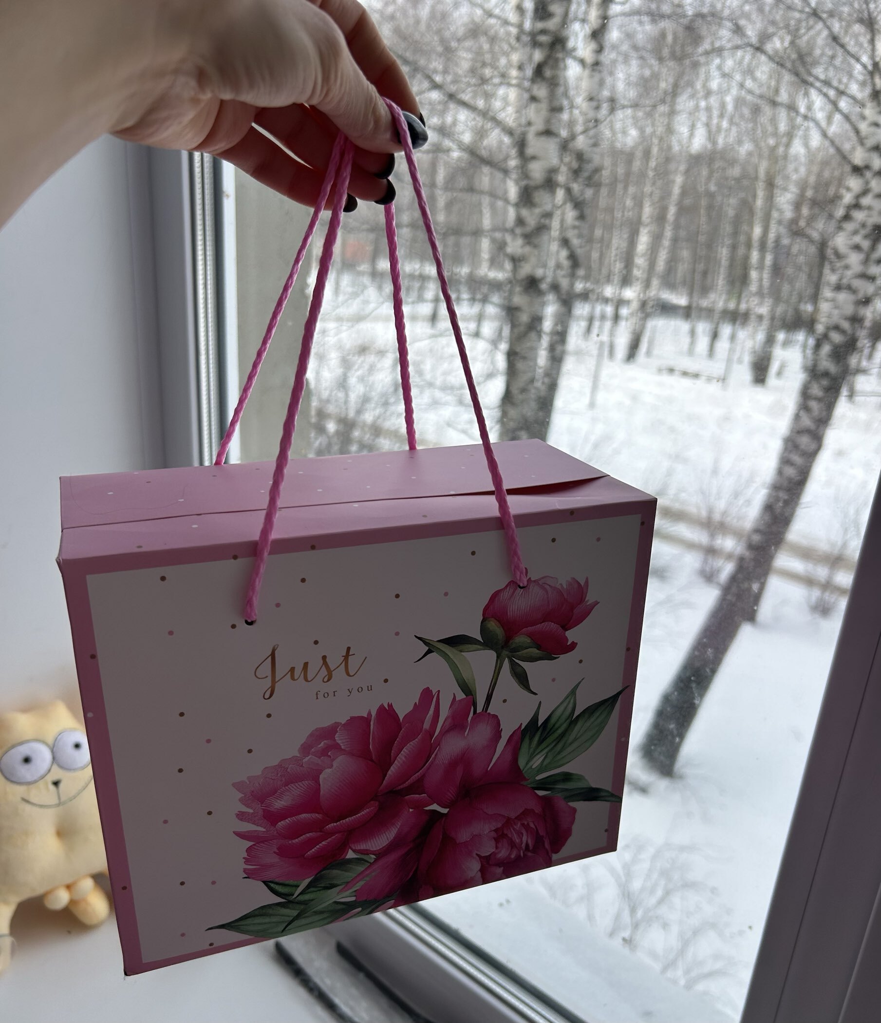 Фотография покупателя товара Пакет—коробка, подарочная упаковка, «Just for you», 23 х 18 х 11 см - Фото 1