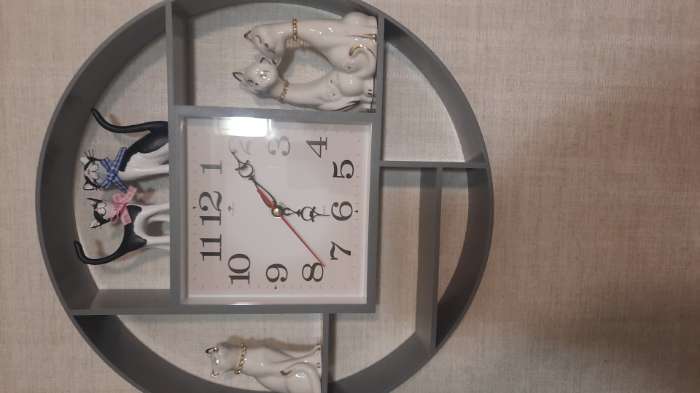 Фотография покупателя товара Часы настенные интерьерные «Маганса», бесшумные, плавный ход, с полками, d=35 см, серые - Фото 2