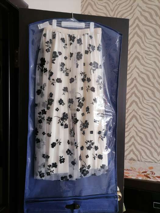 Фотография покупателя товара Чехол для одежды, кофр с вешалкой, плотный 50×100×5 см, с прорубной ручкой, синий - Фото 2