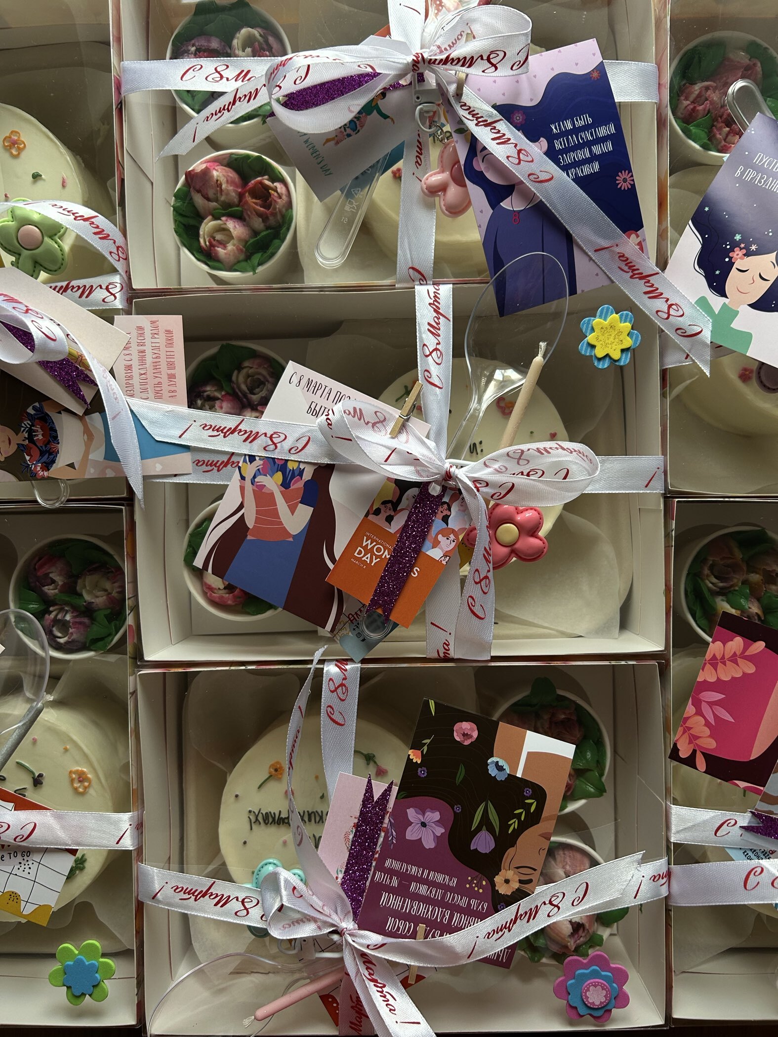 Фотография покупателя товара Лента атласная «С 8 Марта», 15 мм, 23±1 м, белая, розовая №001 - Фото 4