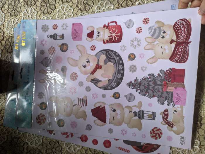 Фотография покупателя товара Наклейка интерьерная цветная «Зайчата новогодние», 30×40 см - Фото 2