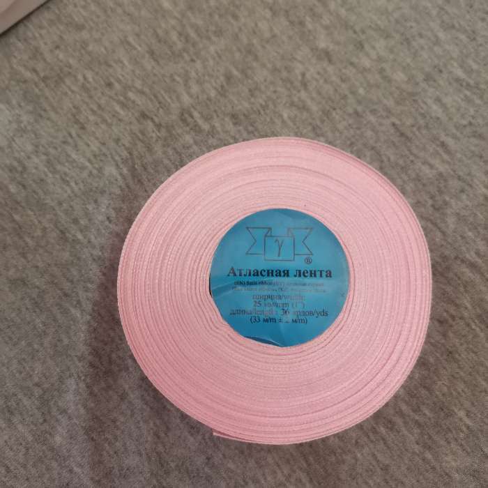 Фотография покупателя товара Лента атласная, 25 мм × 33 ± 2 м, цвет светло-розовый №067 - Фото 1