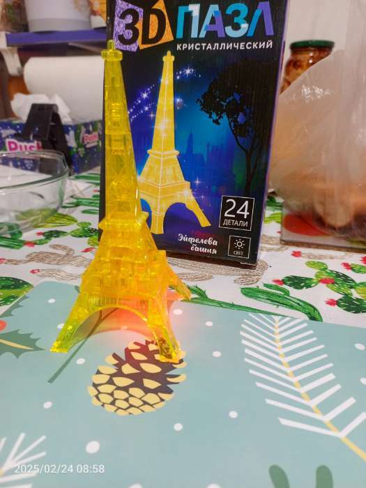 Фотография покупателя товара Пазл 3D детский «Башня», кристаллический, 24 детали, светящийся, цвета МИКС - Фото 3