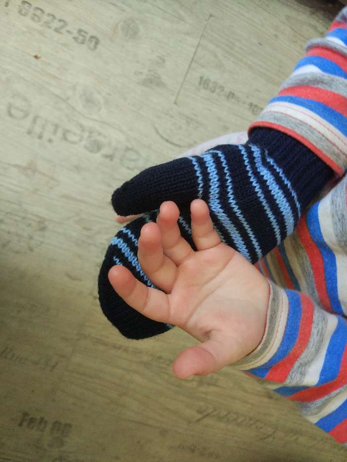 Фотография покупателя товара Варежки для мальчика двойные, синий/голубой, размер 14 - Фото 3