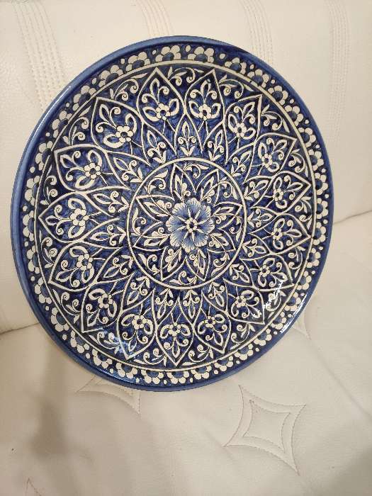 Фотография покупателя товара Ляган Риштанская Керамика "Цветы", 36 см, синий - Фото 3