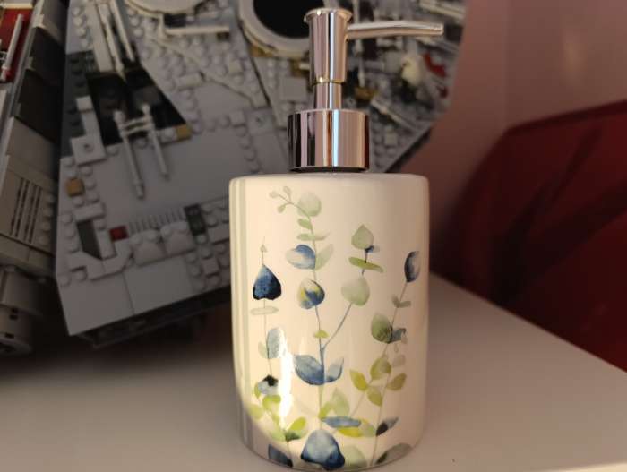 Фотография покупателя товара Дозатор для мыла Доляна «Эвкалипт», 380 мл - Фото 1