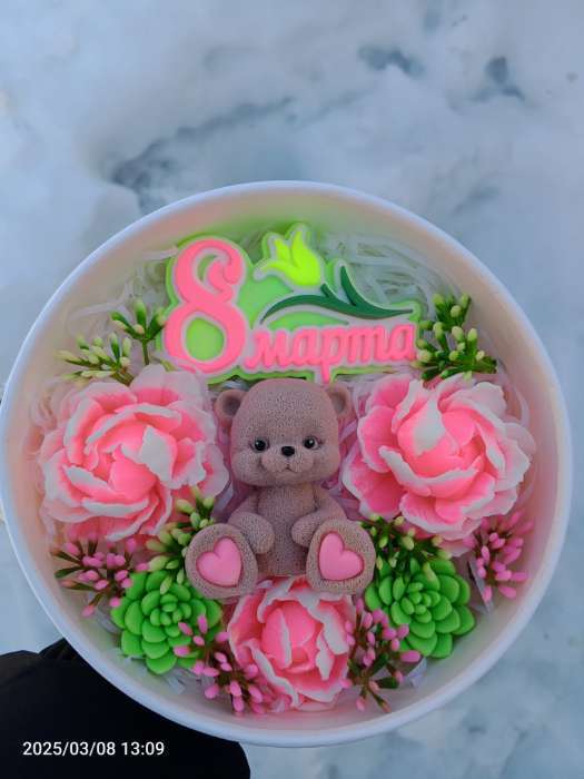 Фотография покупателя товара Коробка подарочная тубус с окном «Розовые цветы», 16×16×5 см - Фото 13