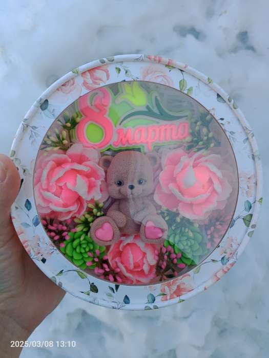 Фотография покупателя товара Коробка подарочная тубус с окном «Розовые цветы», 16×16×5 см - Фото 12