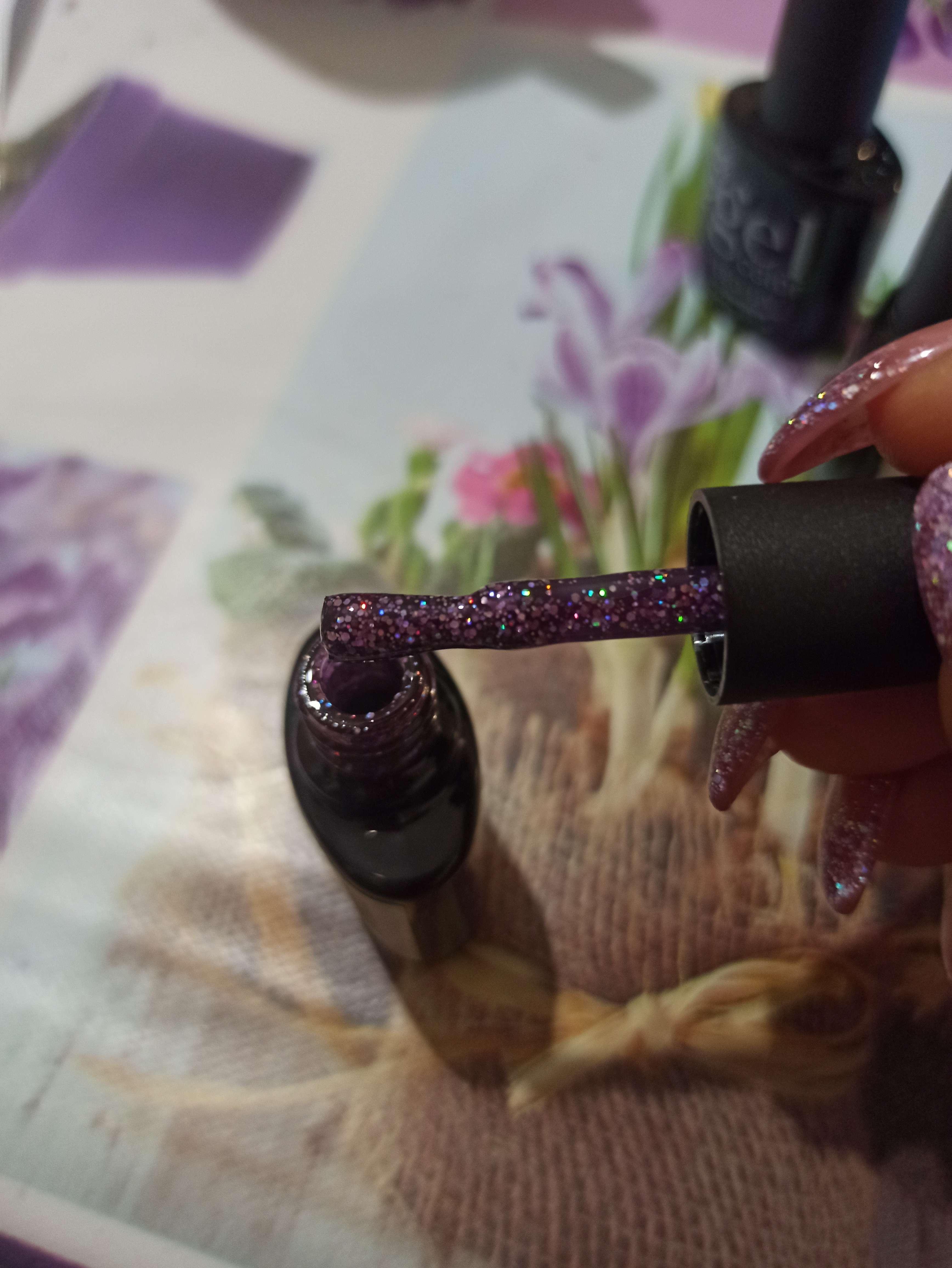 Фотография покупателя товара Гель-лак для ногтей "Искрящийся бриллиант", трёхфазный LED/UV, 10мл, цвет 007 фиолетовый - Фото 5