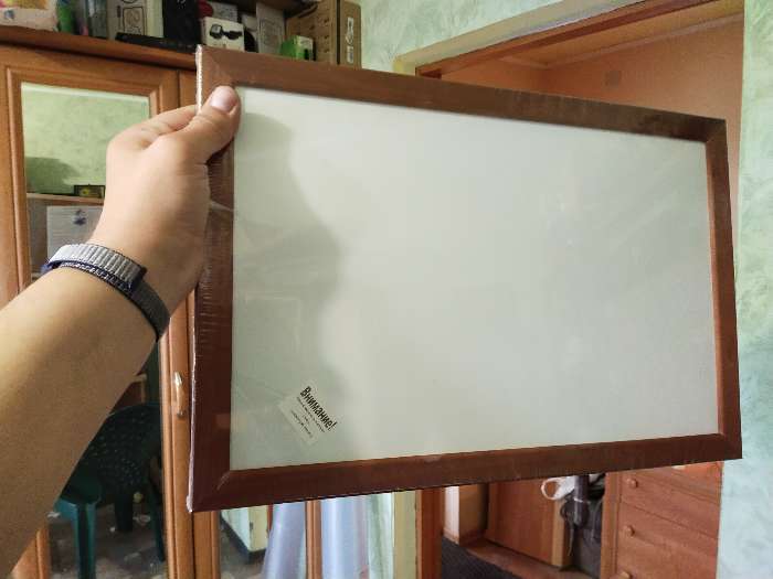Фотография покупателя товара Доска магнитно-маркерная А3, 30х45 см, Calligrata, в деревянной рамке (морилка темная) - Фото 3