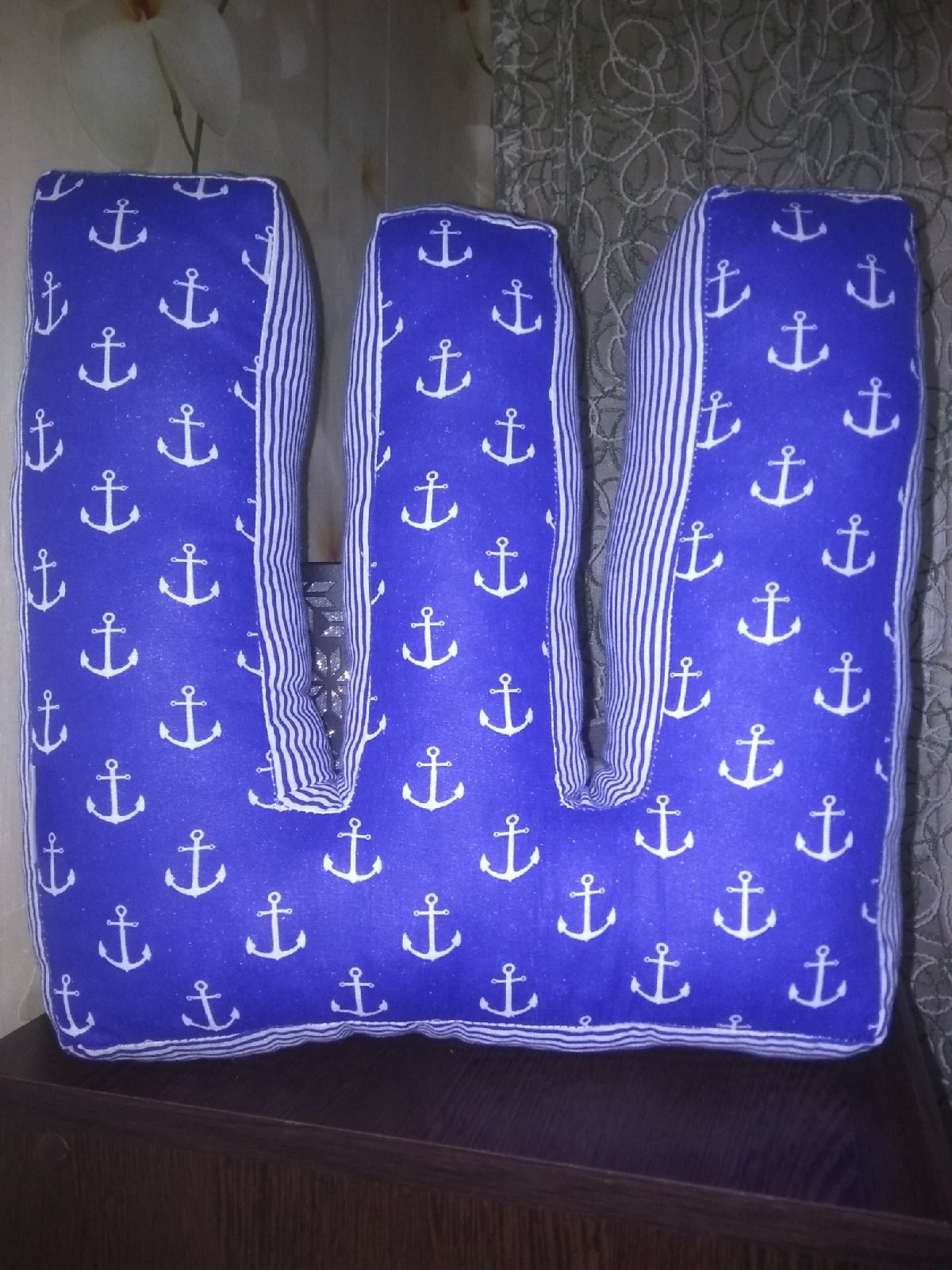 Фотография покупателя товара Мягкая буква-подушка «А», 35 × 34 см, цвет синий, 100 % хлопок, холлофайбер - Фото 1