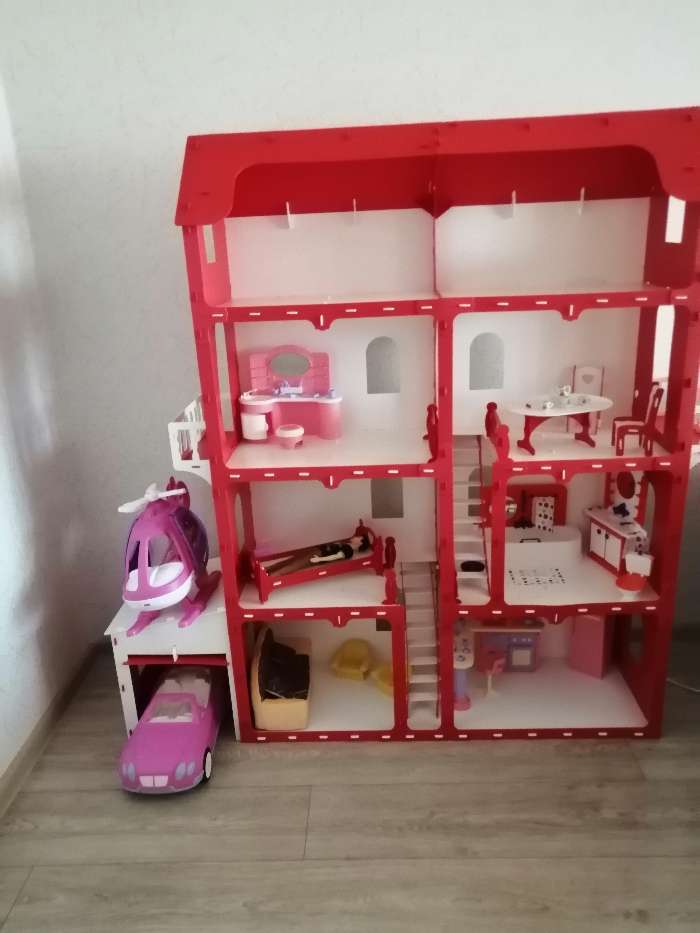 Фотография покупателя товара Дом для кукол «Коттедж Александра», бело-красный, с мебелью - Фото 5