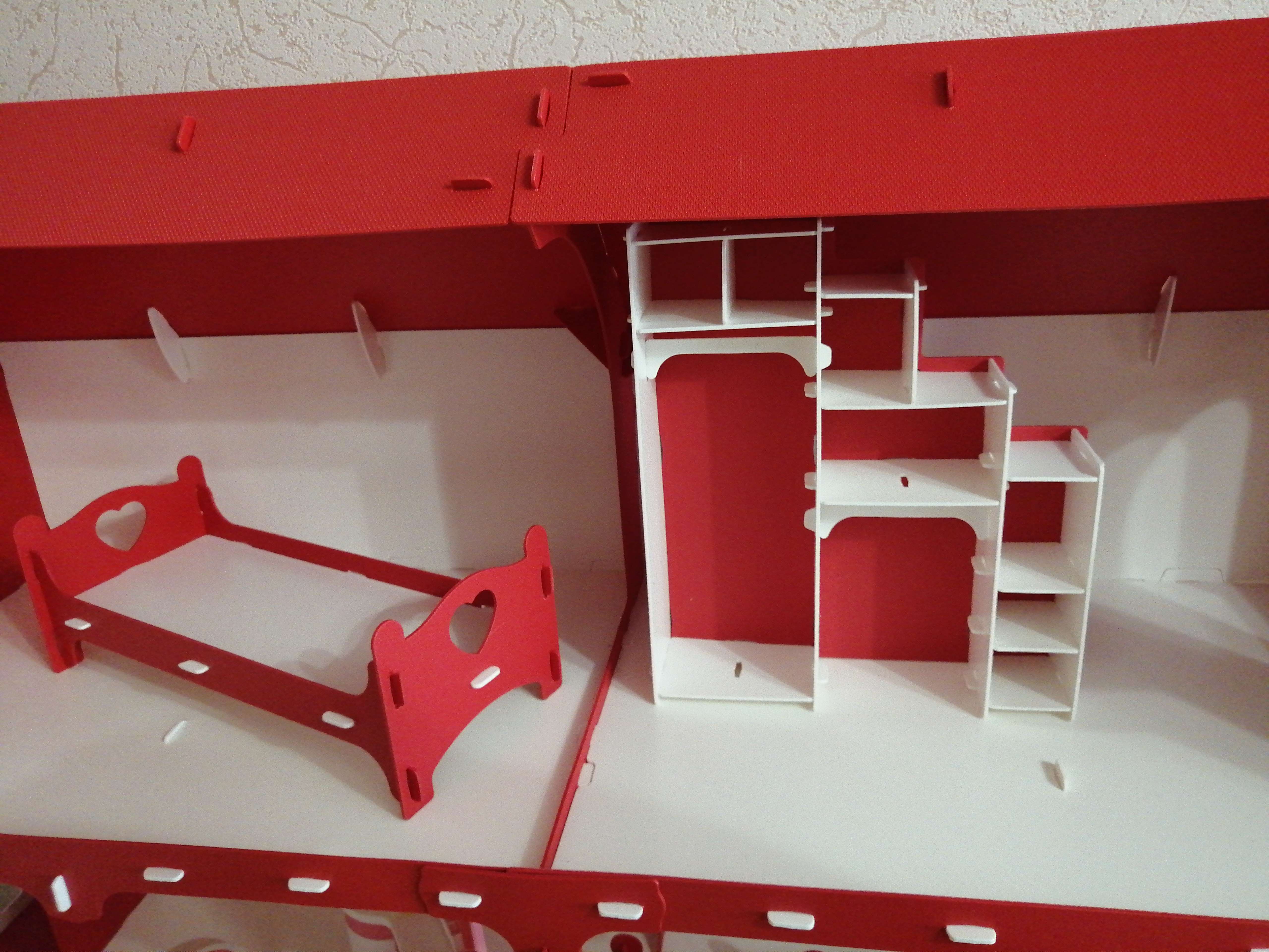 Фотография покупателя товара Дом для кукол «Коттедж Александра», бело-красный, с мебелью - Фото 3
