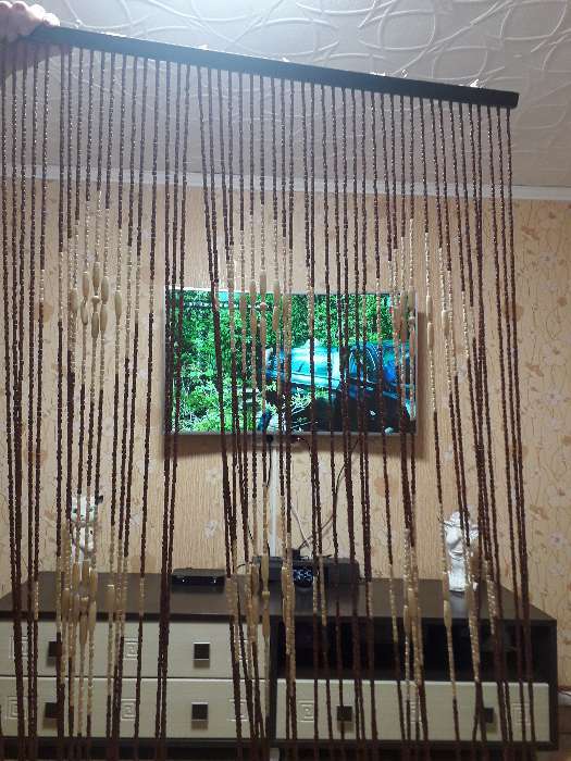 Фотография покупателя товара Занавеска декоративная деревянная, 90×190 см, 52 нити, цвет МИКС - Фото 1