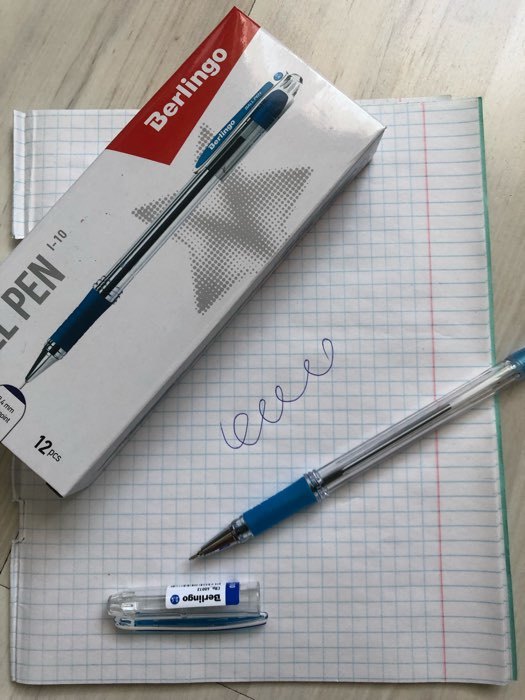 Фотография покупателя товара Ручка шариковая 0.4 мм, I-10, чернила синие, грип - Фото 2