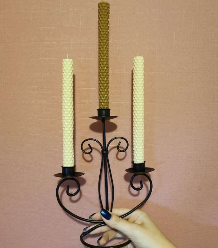 Фотография покупателя товара Подсвечник металл на 3 свечи "Дворцовый" чёрный 21,5х15,5х9 см - Фото 1