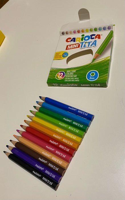 Фотография покупателя товара Карандаши 12 цветов Carioca Tita mini, грифель 3.0 мм, шестигранные, пластиковые, картон, европодвес - Фото 2