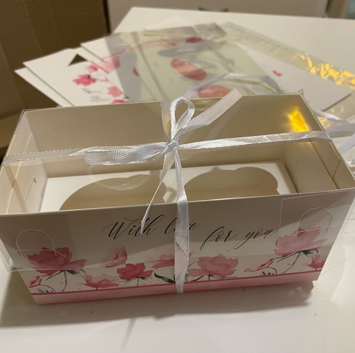 Фотография покупателя товара Коробка для капкейков, кондитерская упаковка, 2 ячейки «With love for you», 16 х 8 х 7.5 см