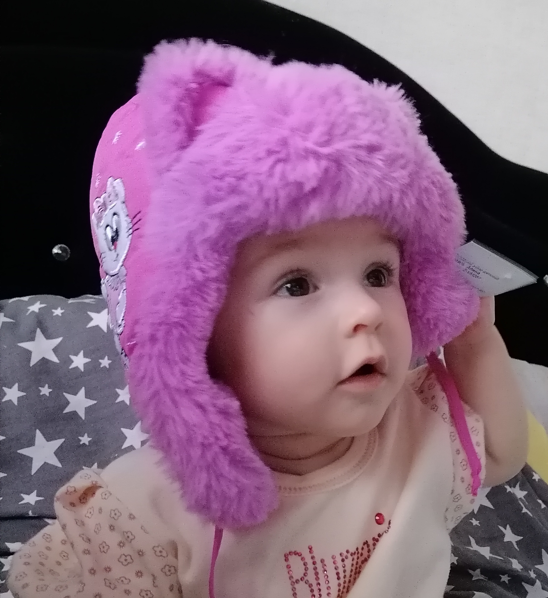 Фотография покупателя товара Шапка для девочки, цвет лиловый, размер 48 - Фото 2