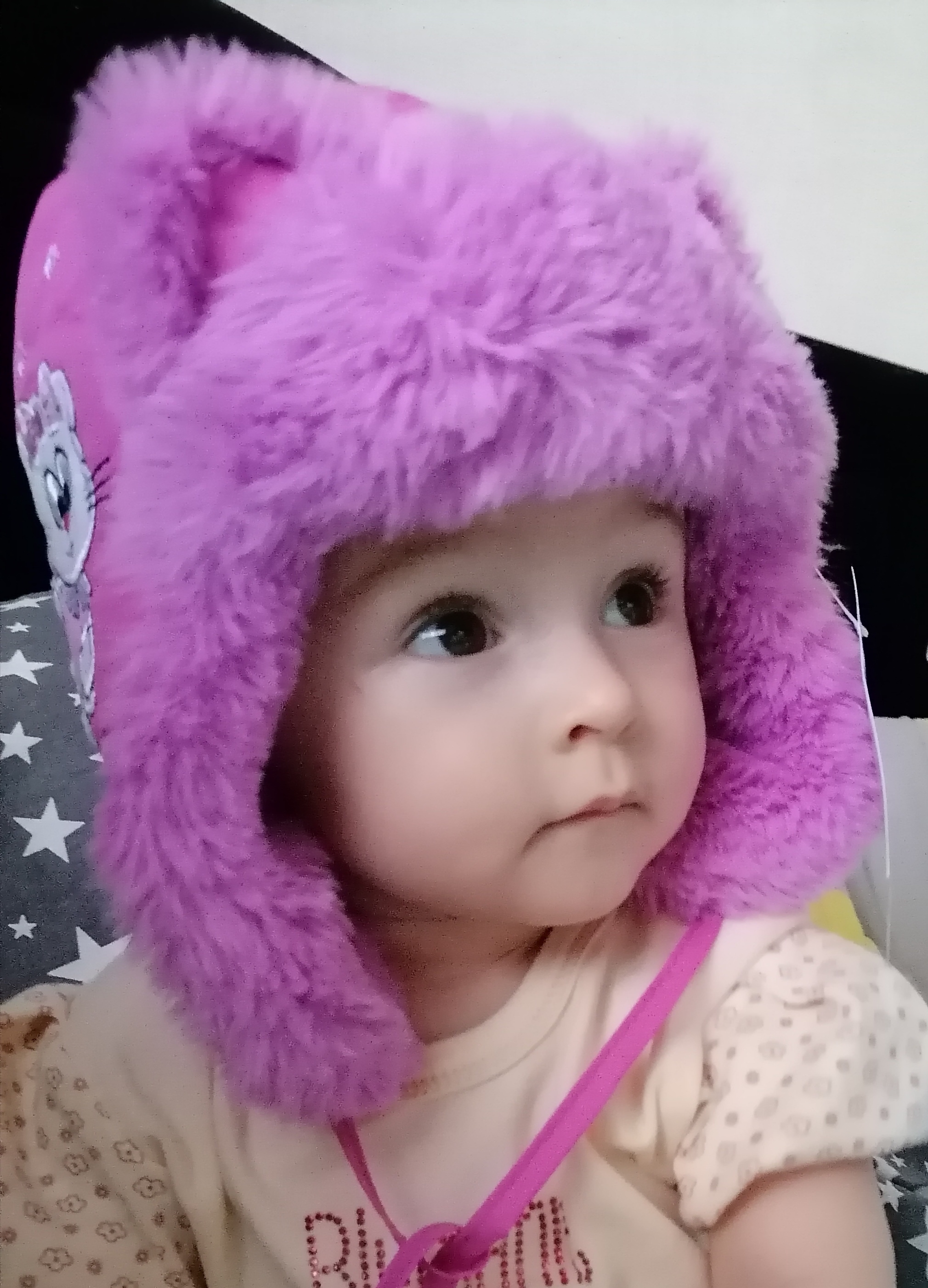 Фотография покупателя товара Шапка для девочки, цвет лиловый, размер 48 - Фото 3