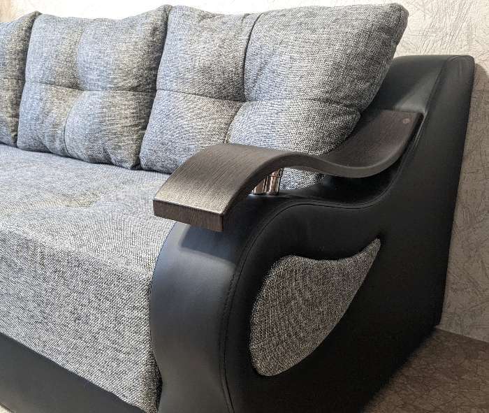 Фотография покупателя товара Прямой диван «Меркурий еврокнижка», механизм еврокнижка, рогожка, цвет серый / чёрный - Фото 8