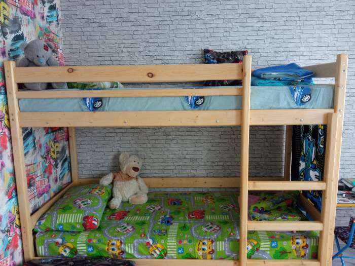Фотография покупателя товара Детская двухъярусная кровать «Дональд», 800×1900, массив сосны, без покрытия - Фото 1