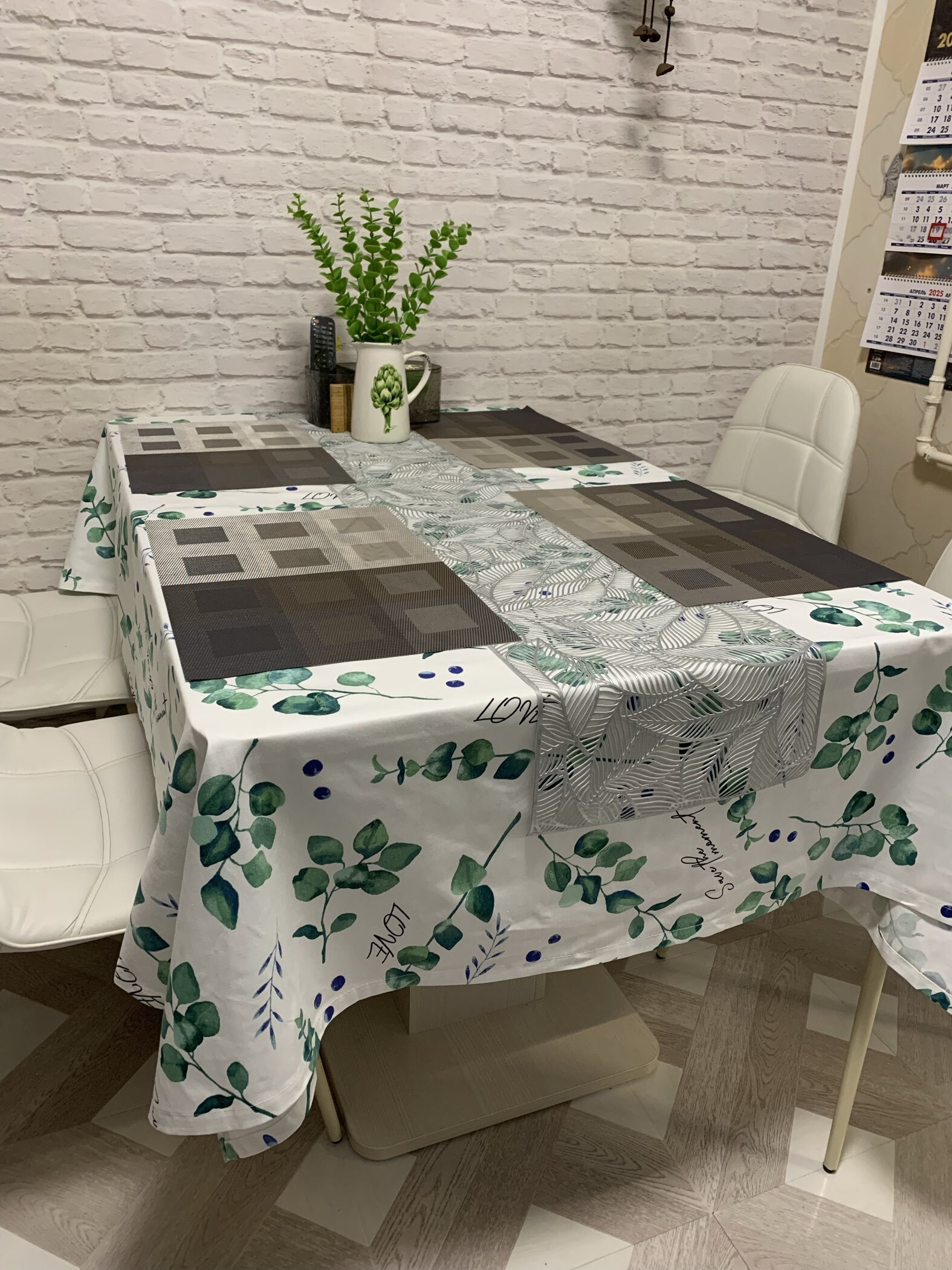 Фотография покупателя товара Скатерть «Этель» Eucalyptus, 146×220 см, 100% хлопок, саржа 190 г/м² - Фото 1