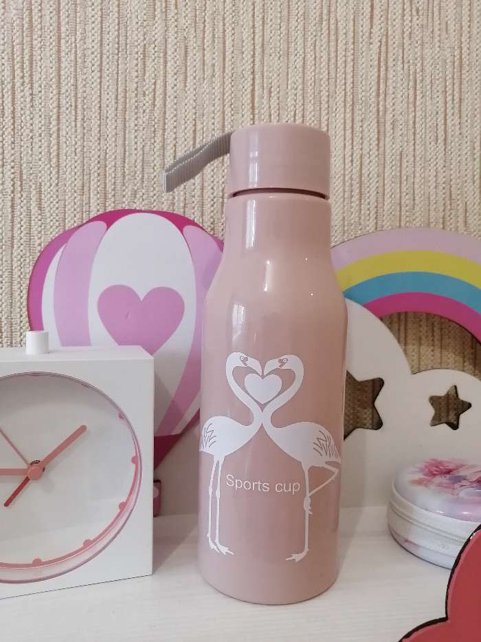 Фотография покупателя товара Бутылка для воды пластиковая «Фламинго», 450 мл, цвет МИКС - Фото 4