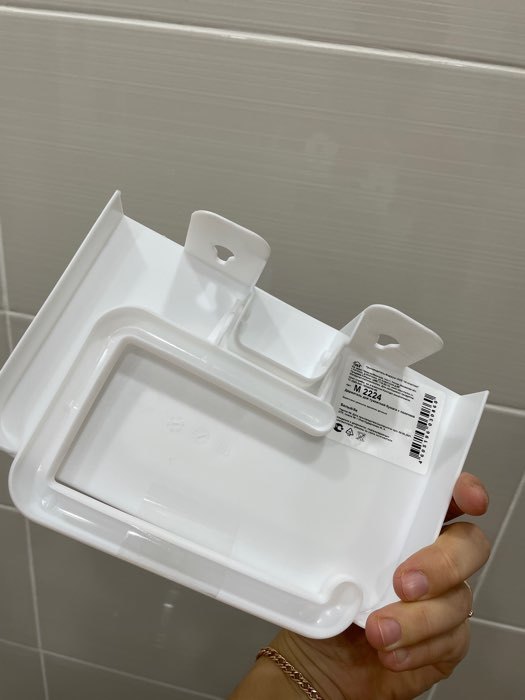 Фотография покупателя товара Держатель для туалетной бумаги с полочкой, цвет белый - Фото 4