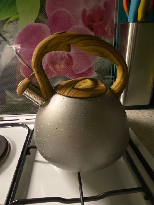 Фотография покупателя товара Чайник со свистком из нержавеющей стали Magistro Stone, 2,7 л, ручка soft-touch, индукция, цвет серый