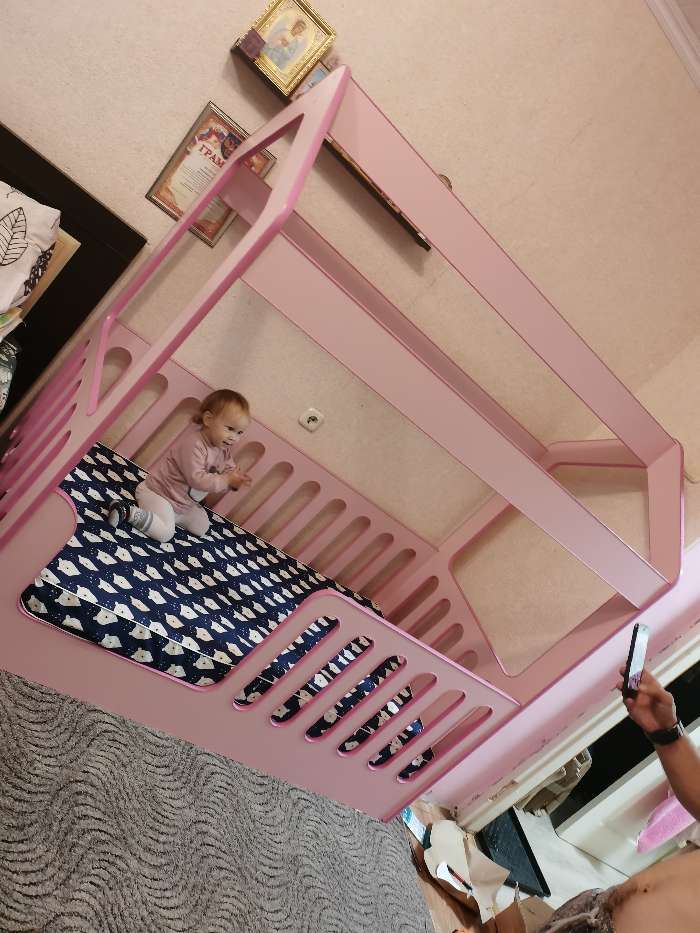 Фотография покупателя товара Детская кровать-домик без ящика, розовый, 800х1600, текстиль 1 - Фото 2
