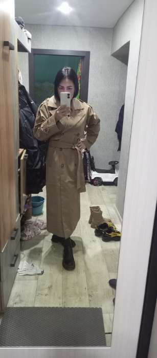 Фотография покупателя товара Плащ женский MINAKU: Casual Collection, бежевый, размер 46 - Фото 1