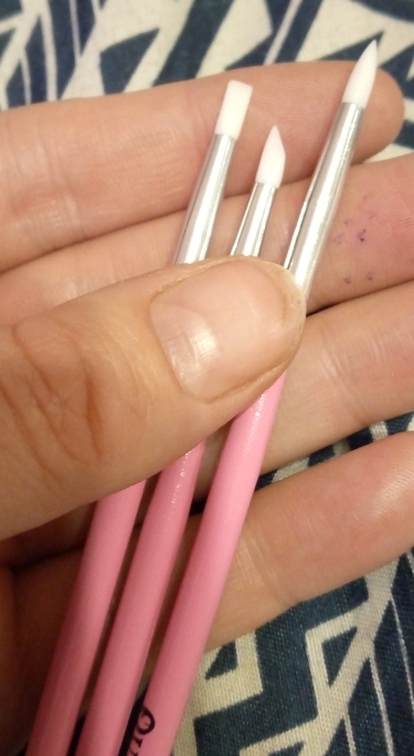 Фотография покупателя товара Набор силиконовых кистей для наращивания и дизайна ногтей, 3 шт, 18 см, цвет розовый - Фото 2