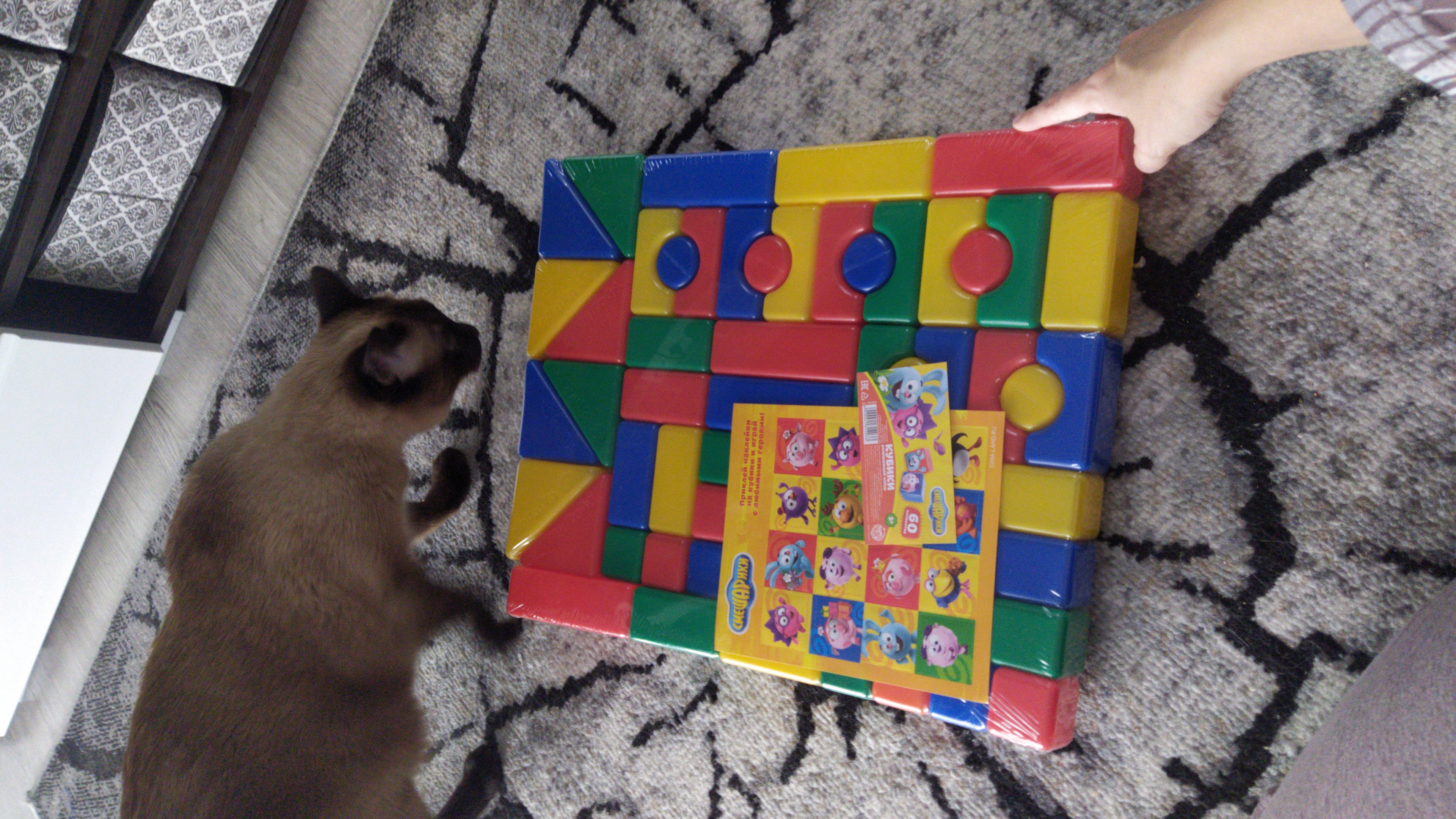 Фотография покупателя товара Набор цветных кубиков, "Смешарики", 60 элементов, кубик 4 х 4 см